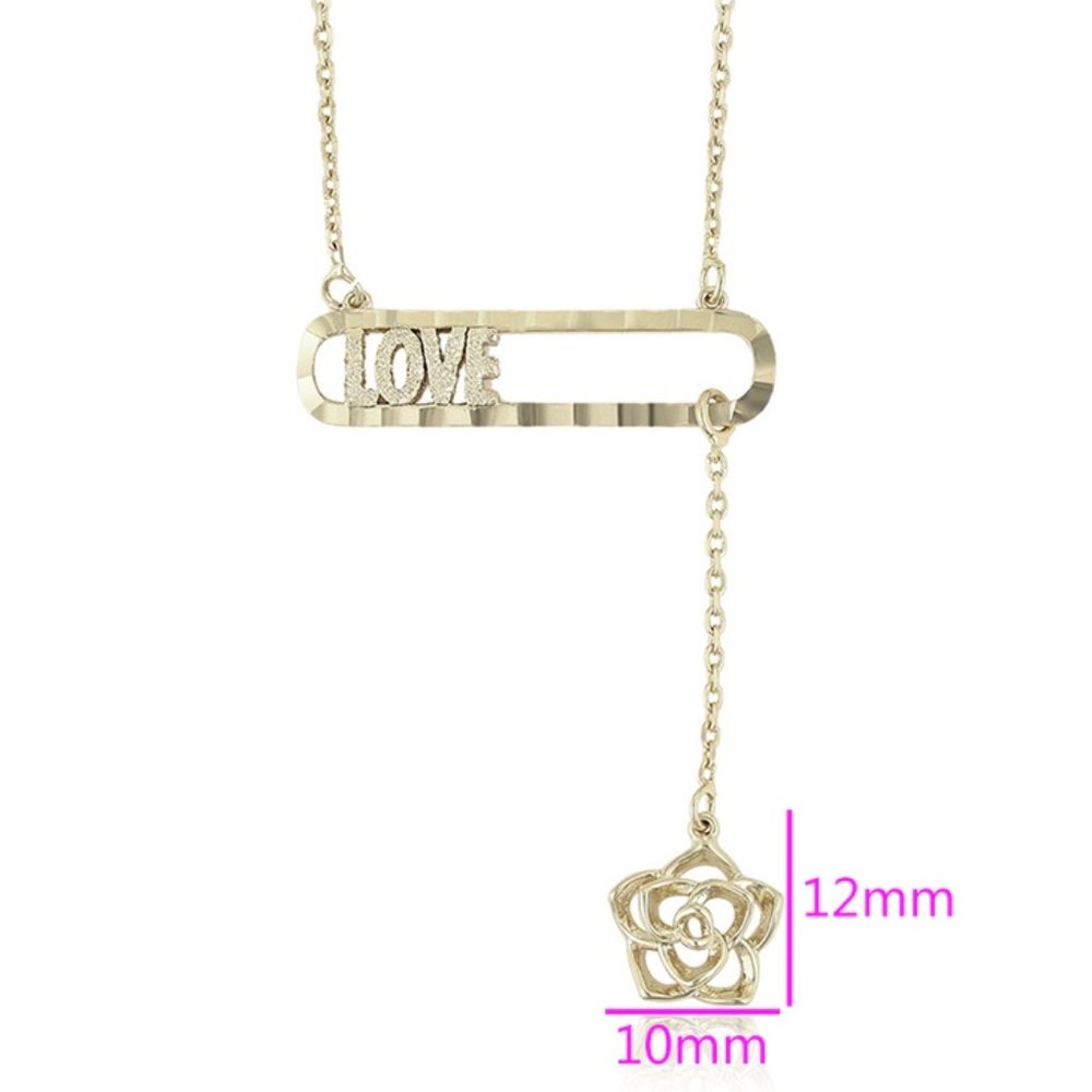 Stunning LOVE Flower Drop 14KGP Necklace - Picture 2 of 10